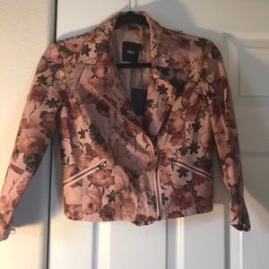 ASOS FAUX LEATHER FLOWER PRINT JACKET SIZE US 4